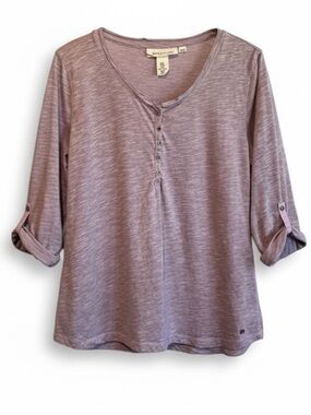 H&M Purple Henley Roll Tab Sleeve Top XL